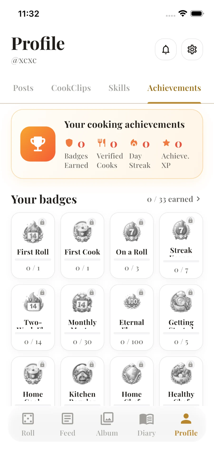 Cooking achievements and badges